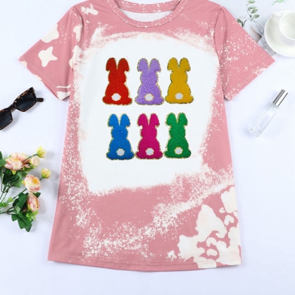 Easter chenille bunny Tee S M L - Picture 6 of 7